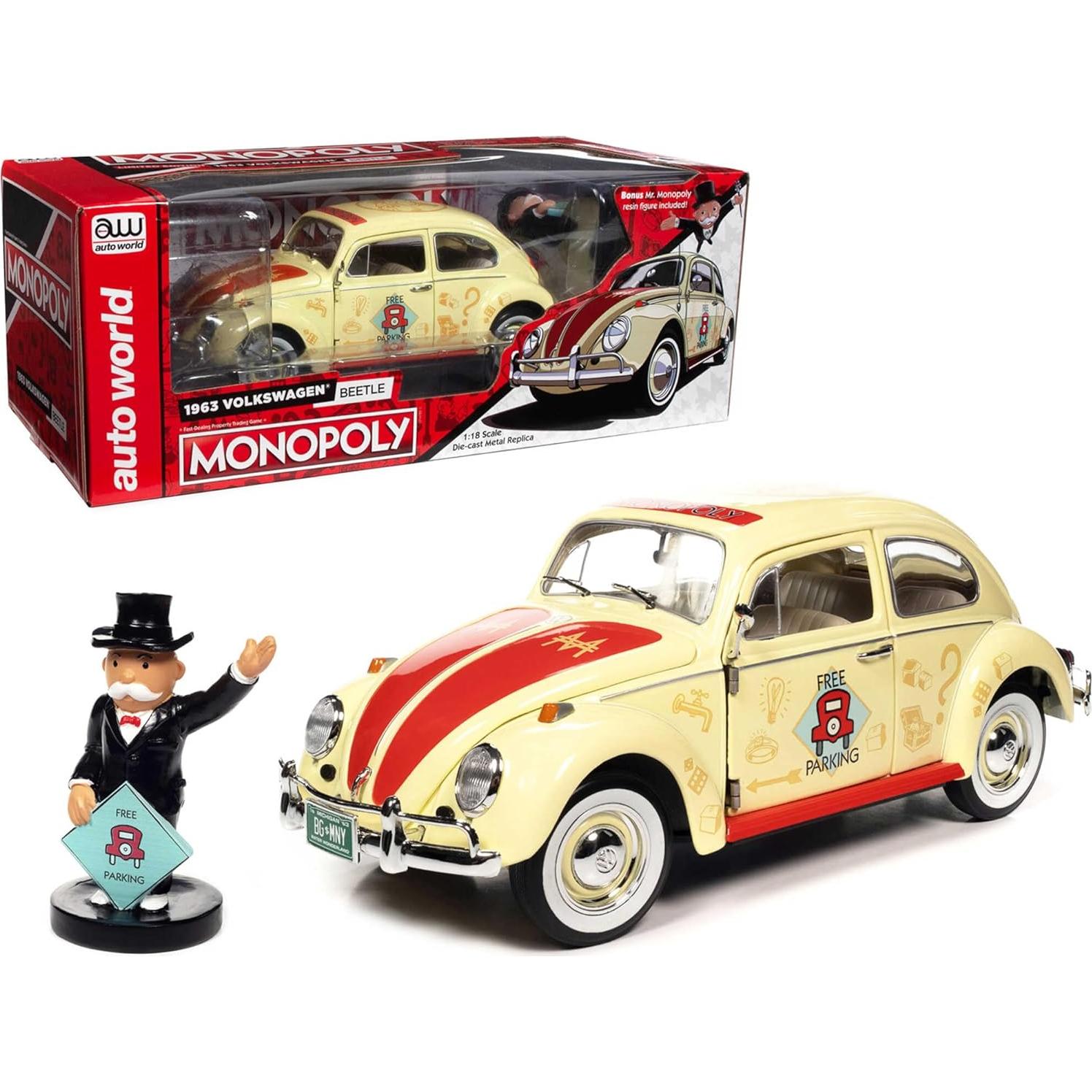 Réplica Diecast Auto World 1963 Volkswagen Beetle 1:18