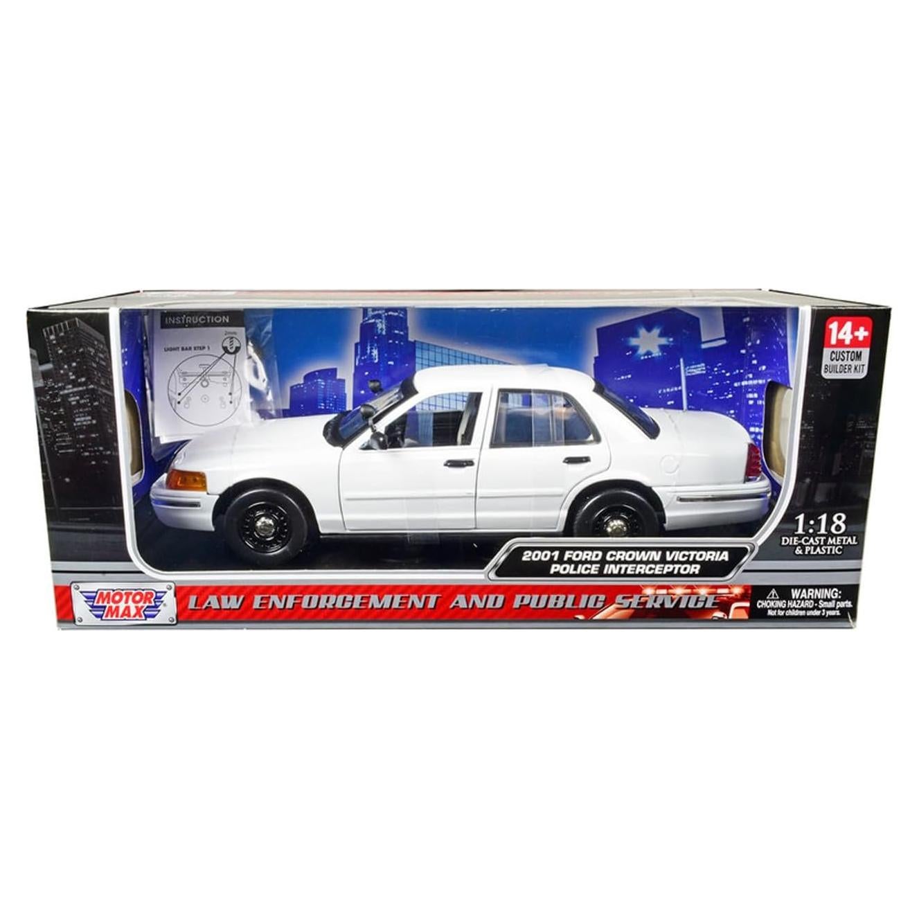 Coche Diecast 1/18 Motormax Crown Victoria Policía Blanco