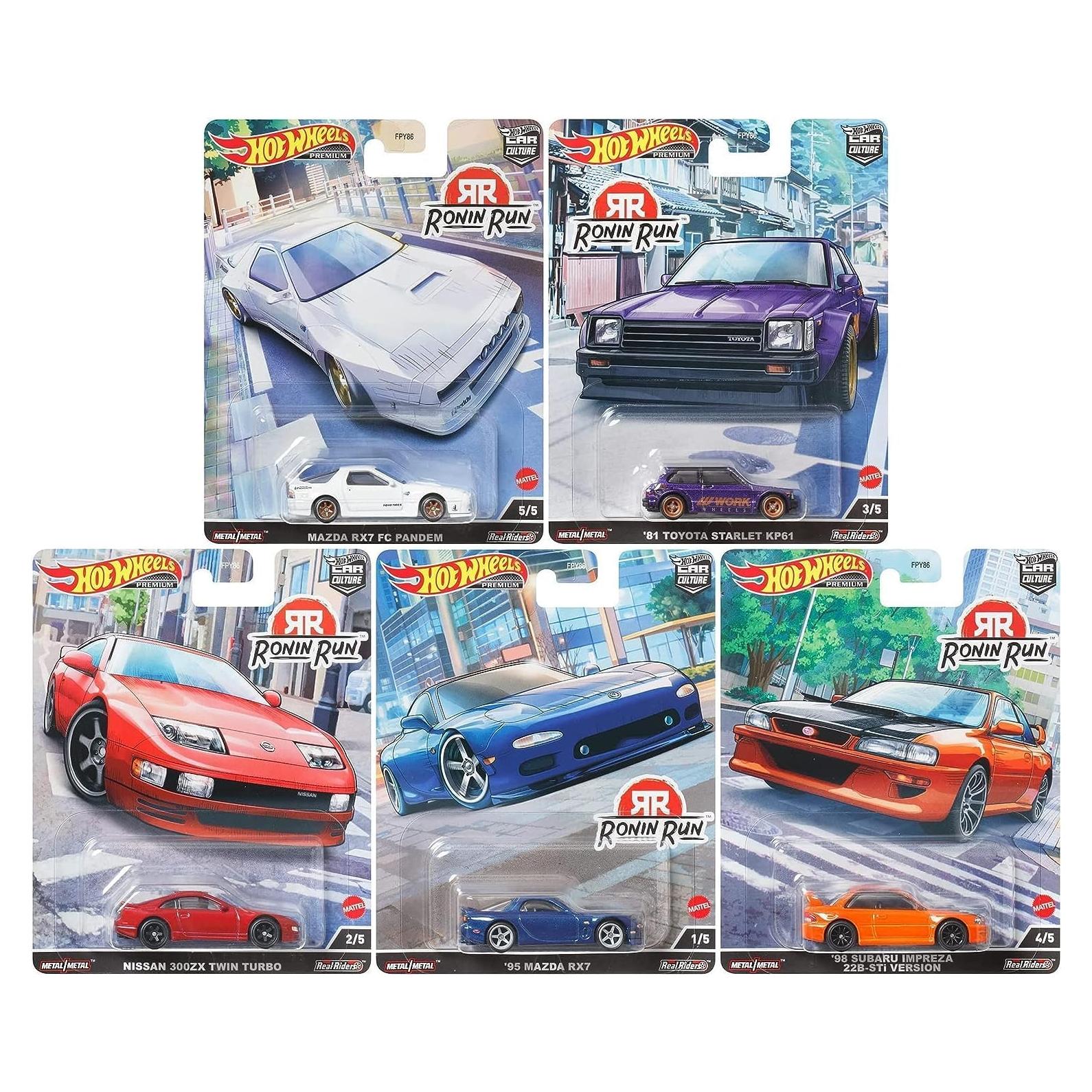 Conjunto 5 Hot Wheels Premium Ronin Run 1:64 Coleccionables