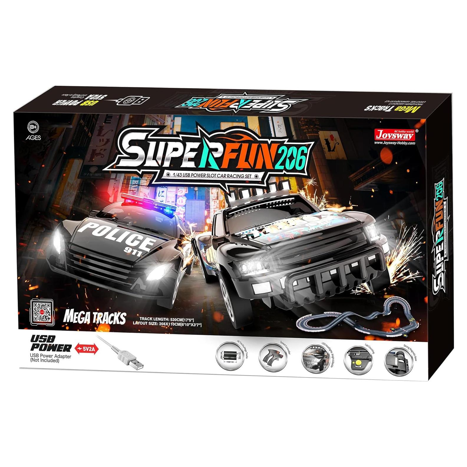 Conjunto de Carreras de Coches de Slot SuperFun 206 USB 530cm