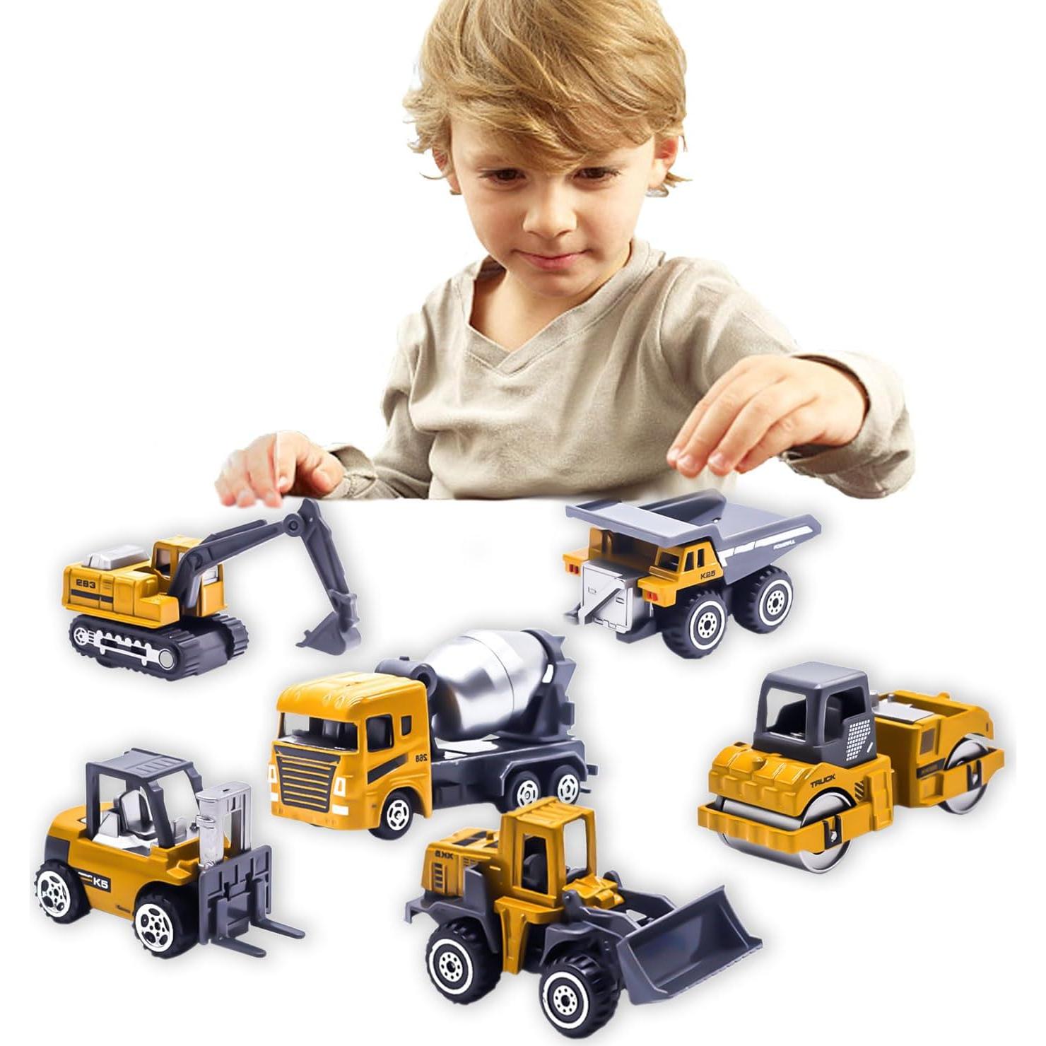 Set 6 Juguetes Camiones Construcción Diecast para Niños