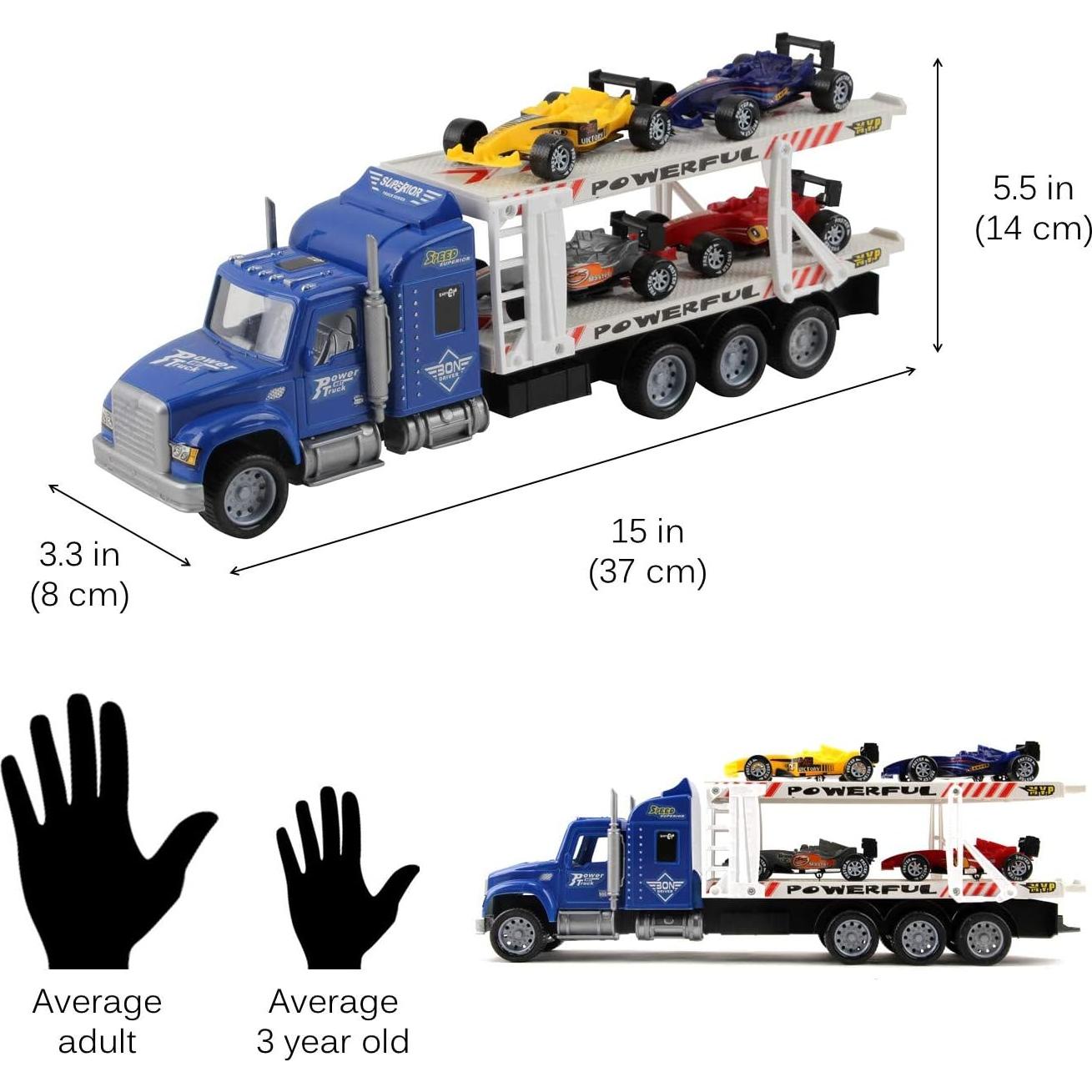 Camión Semirremolque Juguete Vokodo con 4 Autos F1 1:32