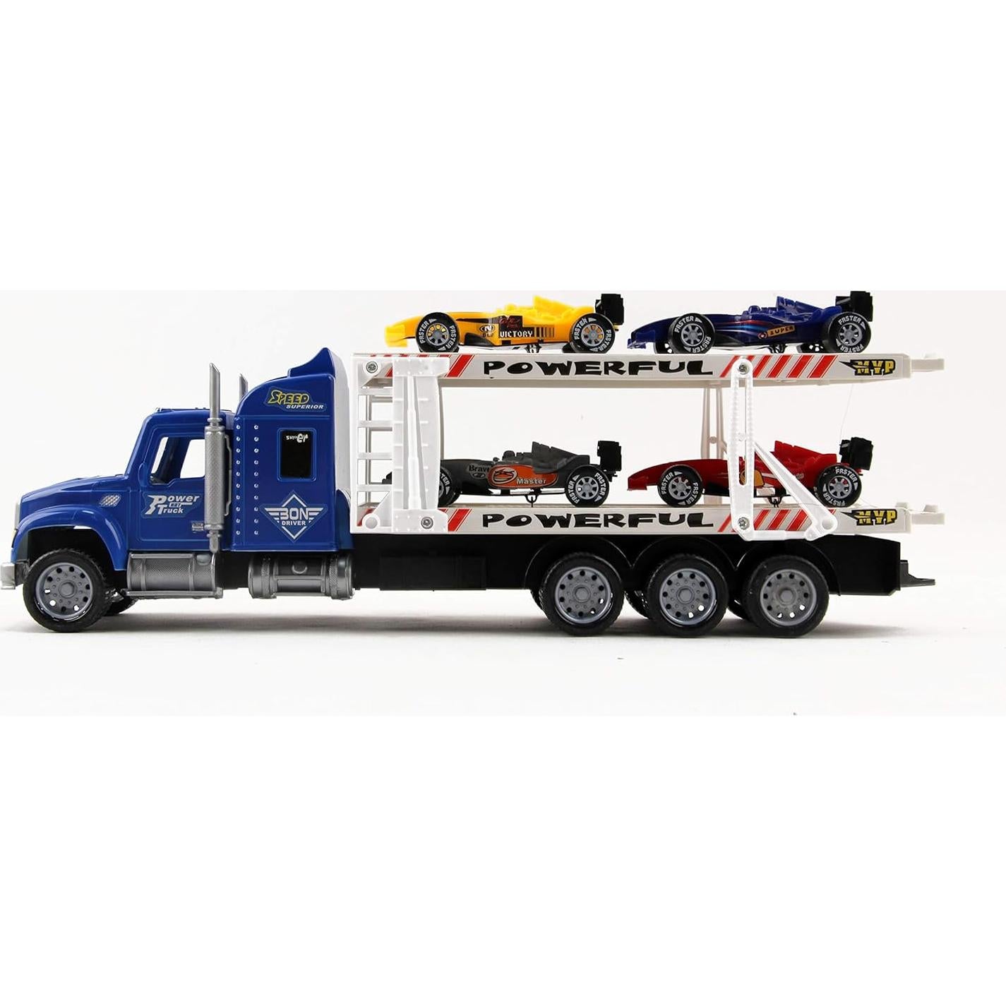 Camión Semirremolque Juguete Vokodo con 4 Autos F1 1:32