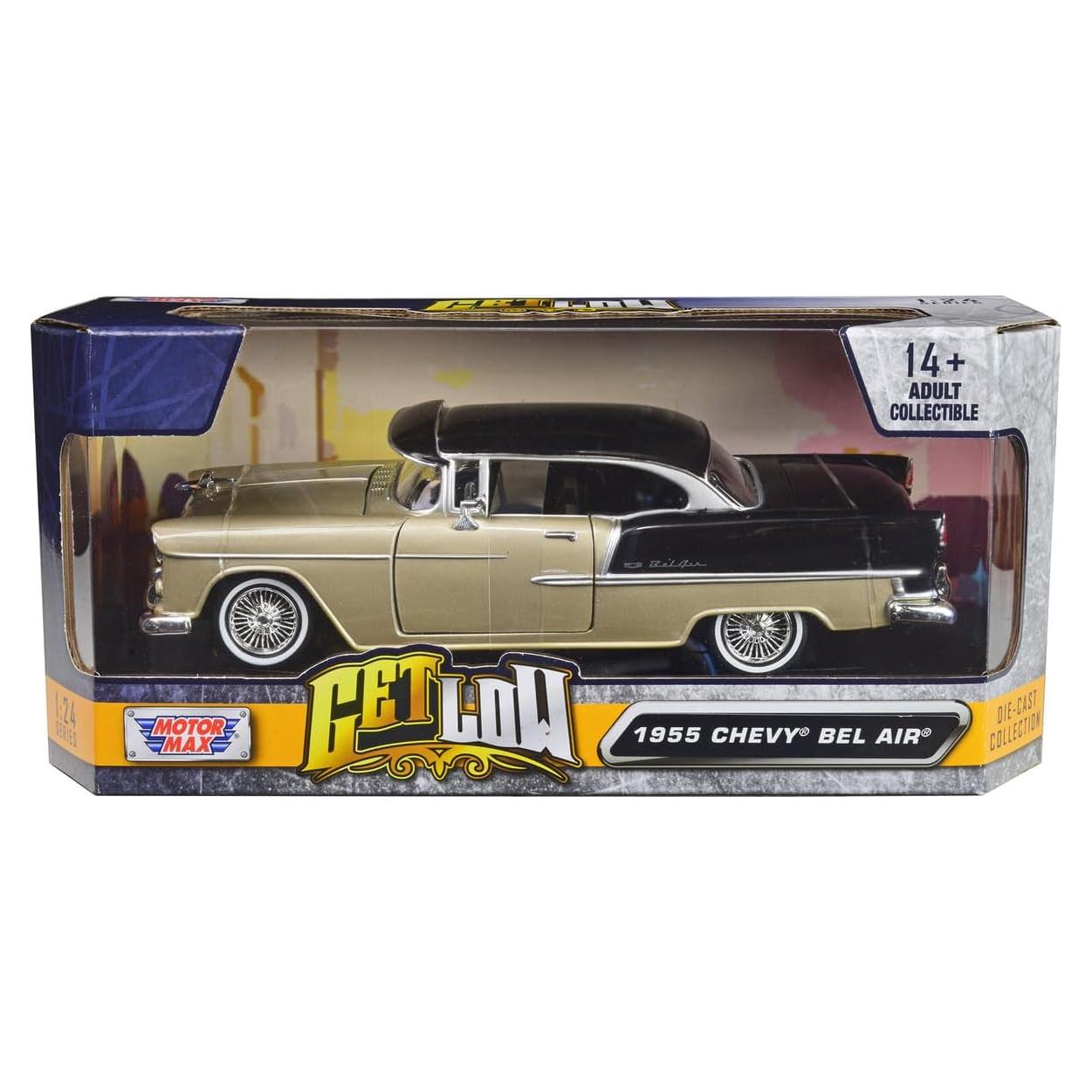 Mini Coche Diecast Motor Max 1/24 Chevy Bel Air 1955 Beige/Negro