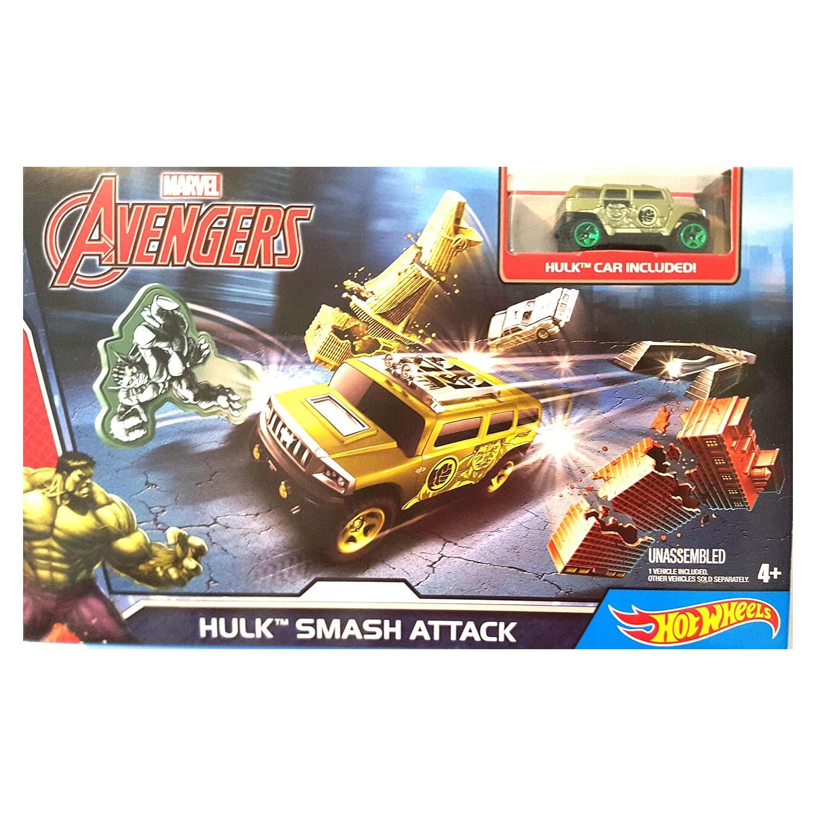 Hot Wheels Marvel Hulk Ataque Aplastante 1:64 con Edificios
