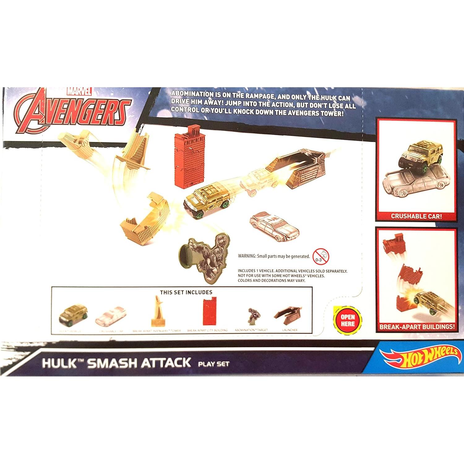 Hot Wheels Marvel Hulk Ataque Aplastante 1:64 con Edificios