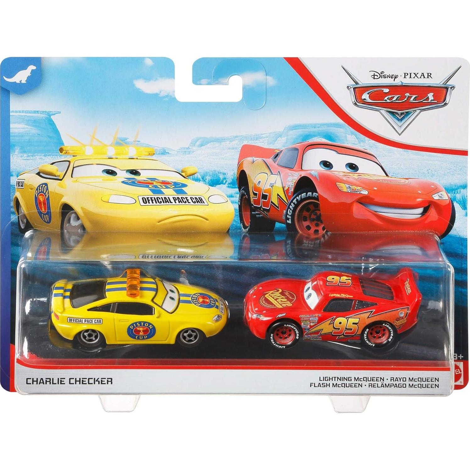 Disney Cars Toys Charlie Checker and Lightning McQueen 2-Pack Storytelling Toy