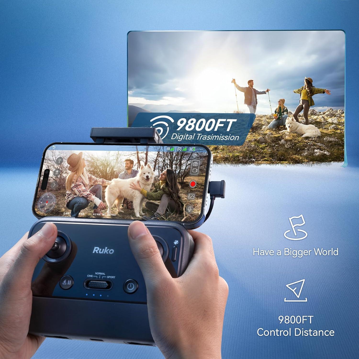 Drone Ruko U11MINI 4K con 2 Baterías y GPS para Principiantes