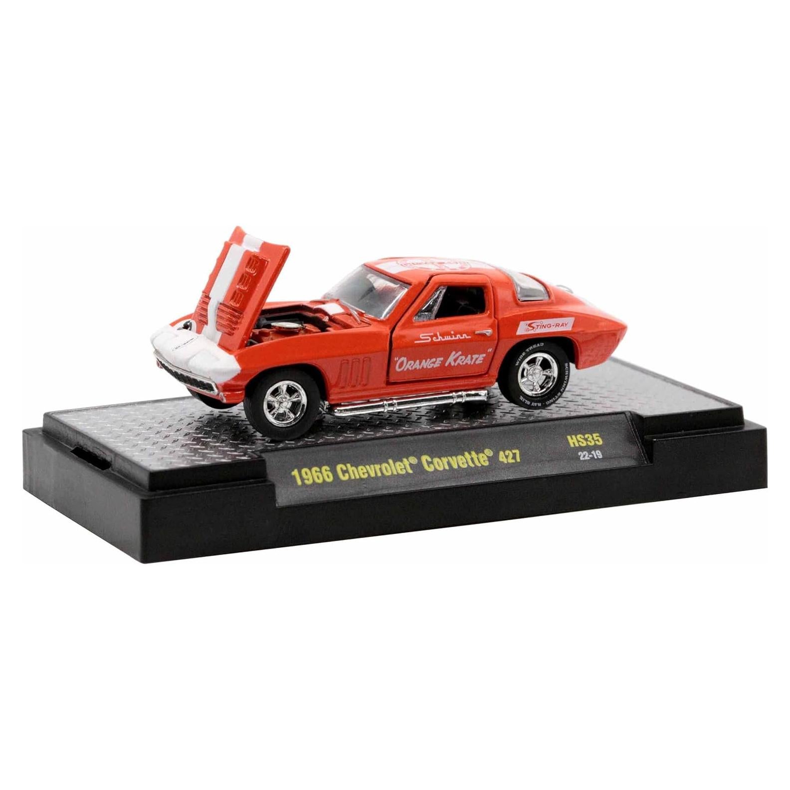 Modelo Diecast 1966 Chevy Corvette 427 Naranja M2 1/64