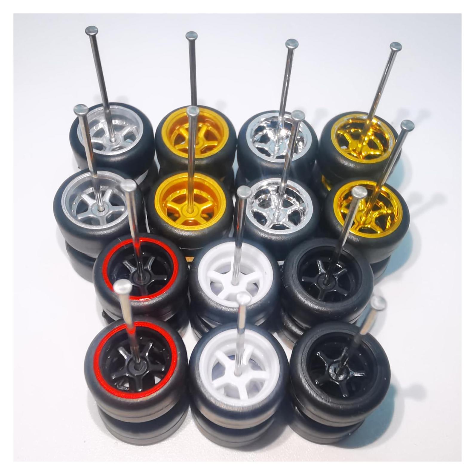 Juego de Ruedas 1/64 XYELKW 7 Colores Neumáticos de Caucho