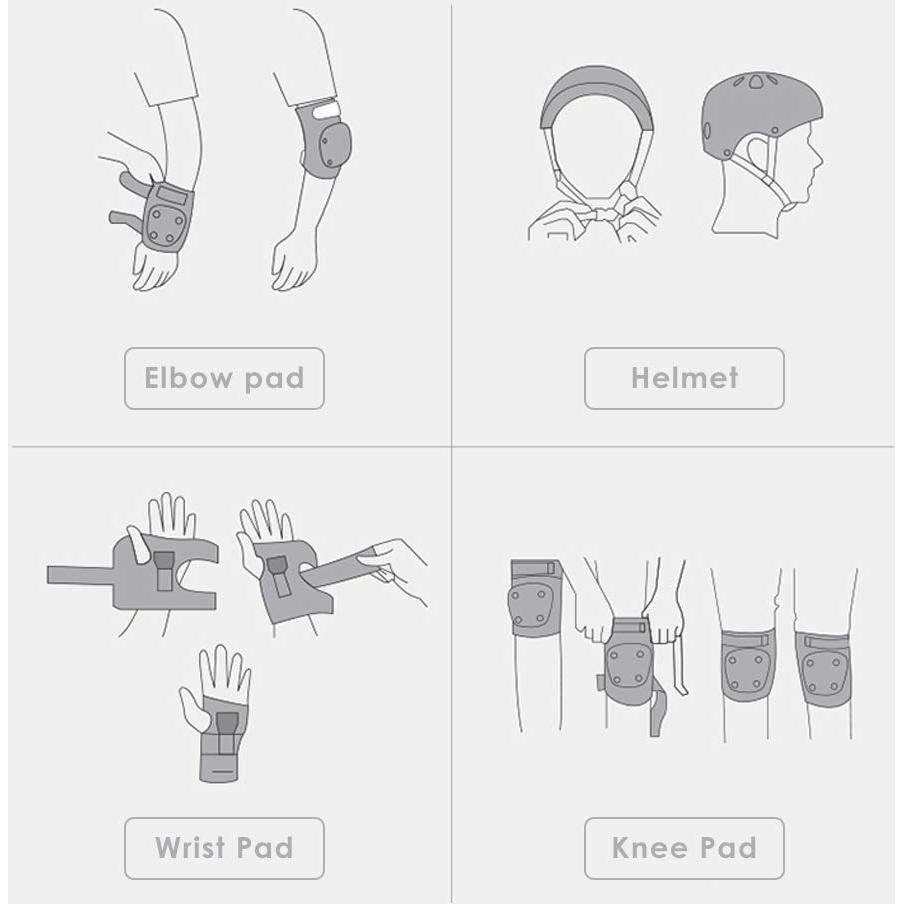 Casco de Bicicleta Spofine + Protección 7 Piezas Azul