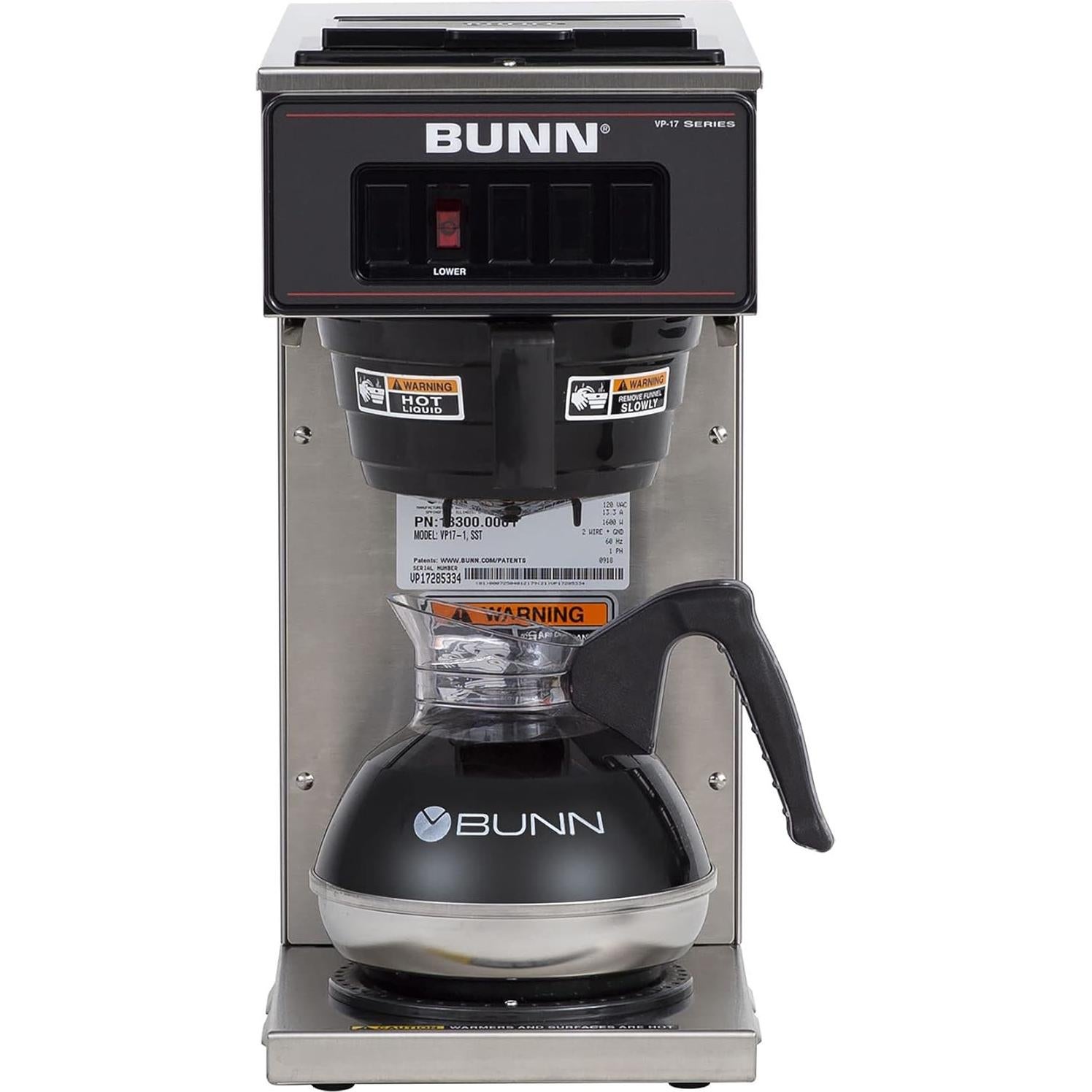 Cafetera de Goteo BUNN VP17-1 Acero Inoxidable 14.4L/h