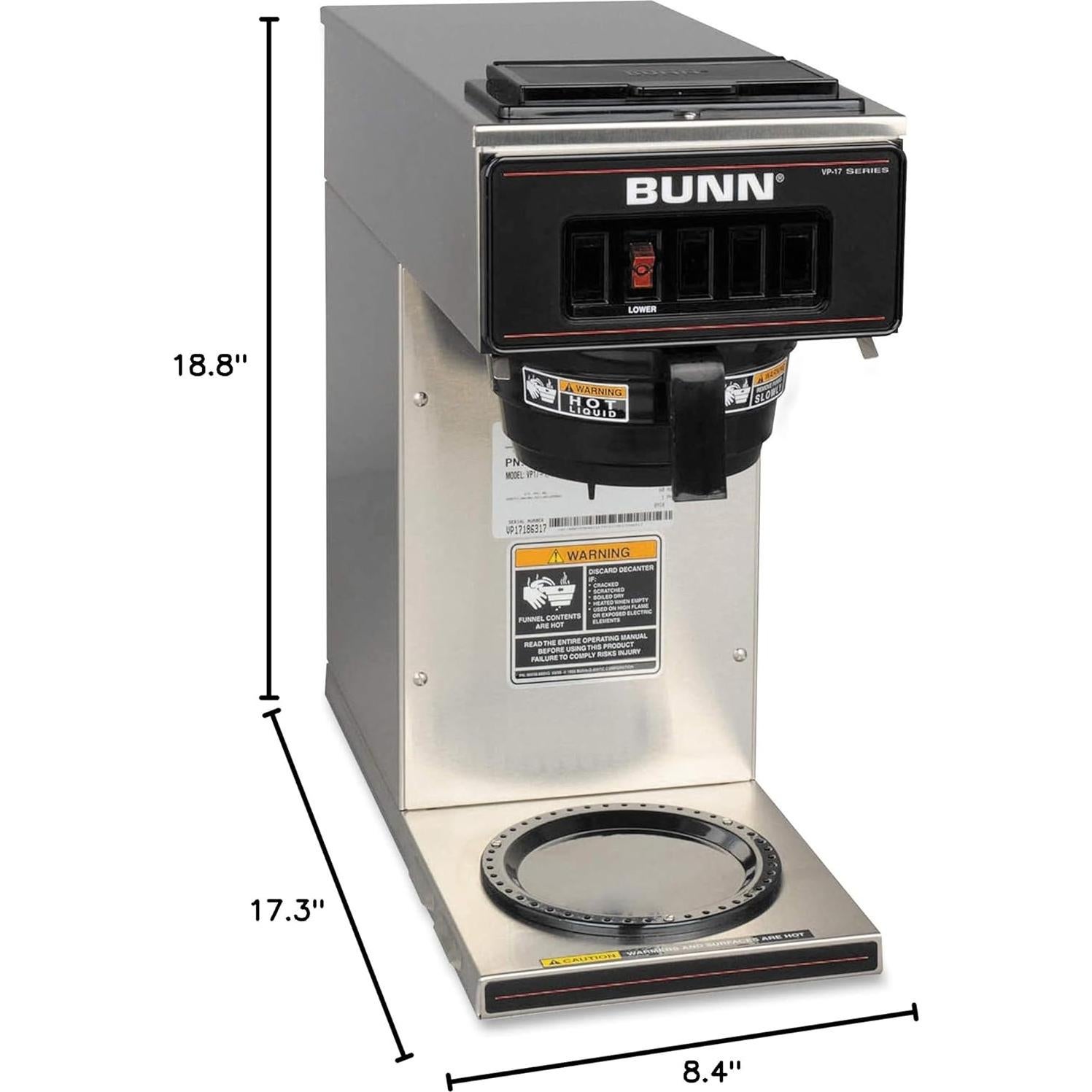 Cafetera de Goteo BUNN VP17-1 Acero Inoxidable 14.4L/h