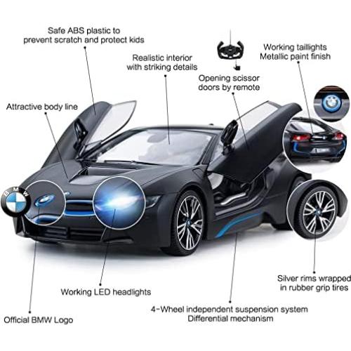 Coche RC RASTAR BMW i8 1:14 Negro Mate con Luces LED