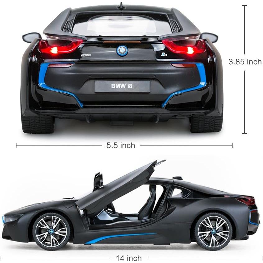 Coche RC RASTAR BMW i8 1:14 Negro Mate con Luces LED