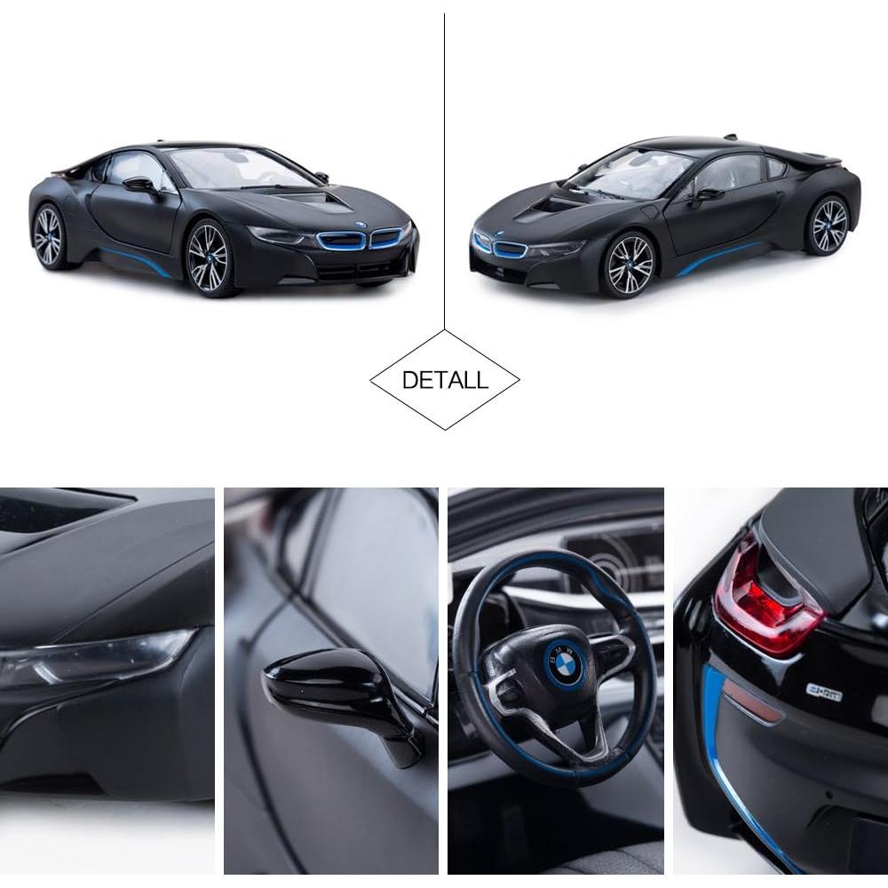 Coche RC RASTAR BMW i8 1:14 Negro Mate con Luces LED