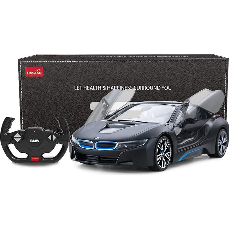 Coche RC RASTAR BMW i8 1:14 Negro Mate con Luces LED