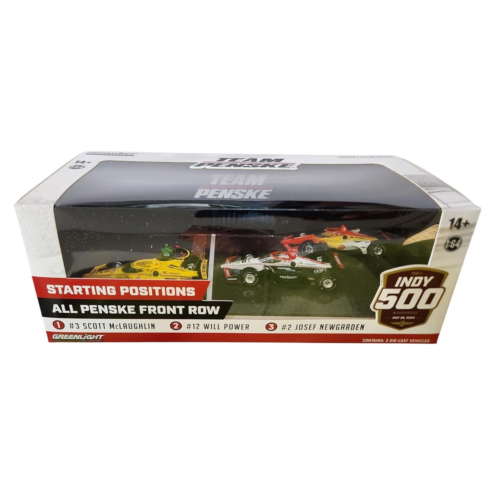Set de 3 Coches Greenlight Indy 500 2024 Penske 1:64