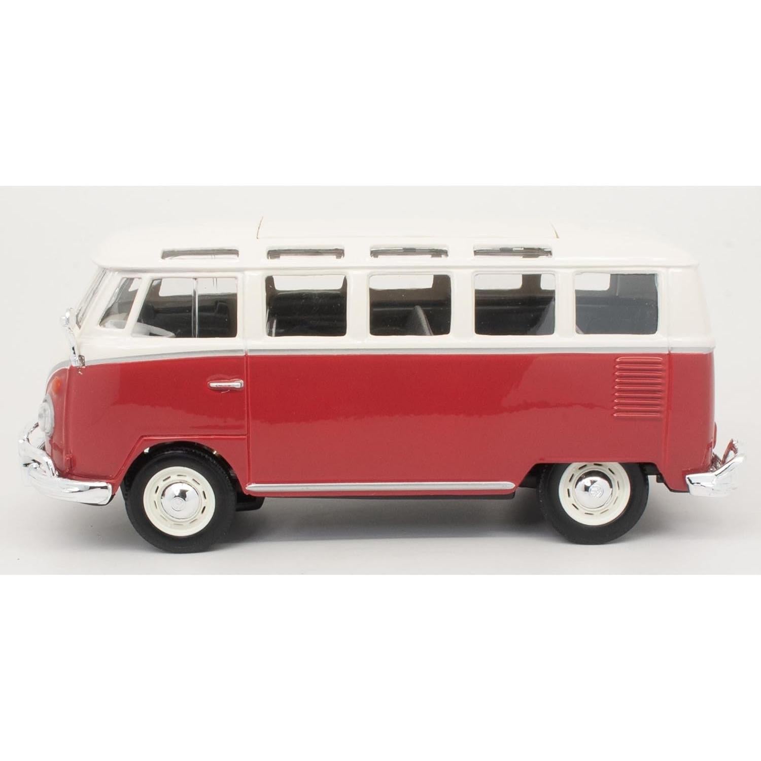 Maisto Volkswagen Van Samba Bus Rojo y Beige 1:25 Diecast