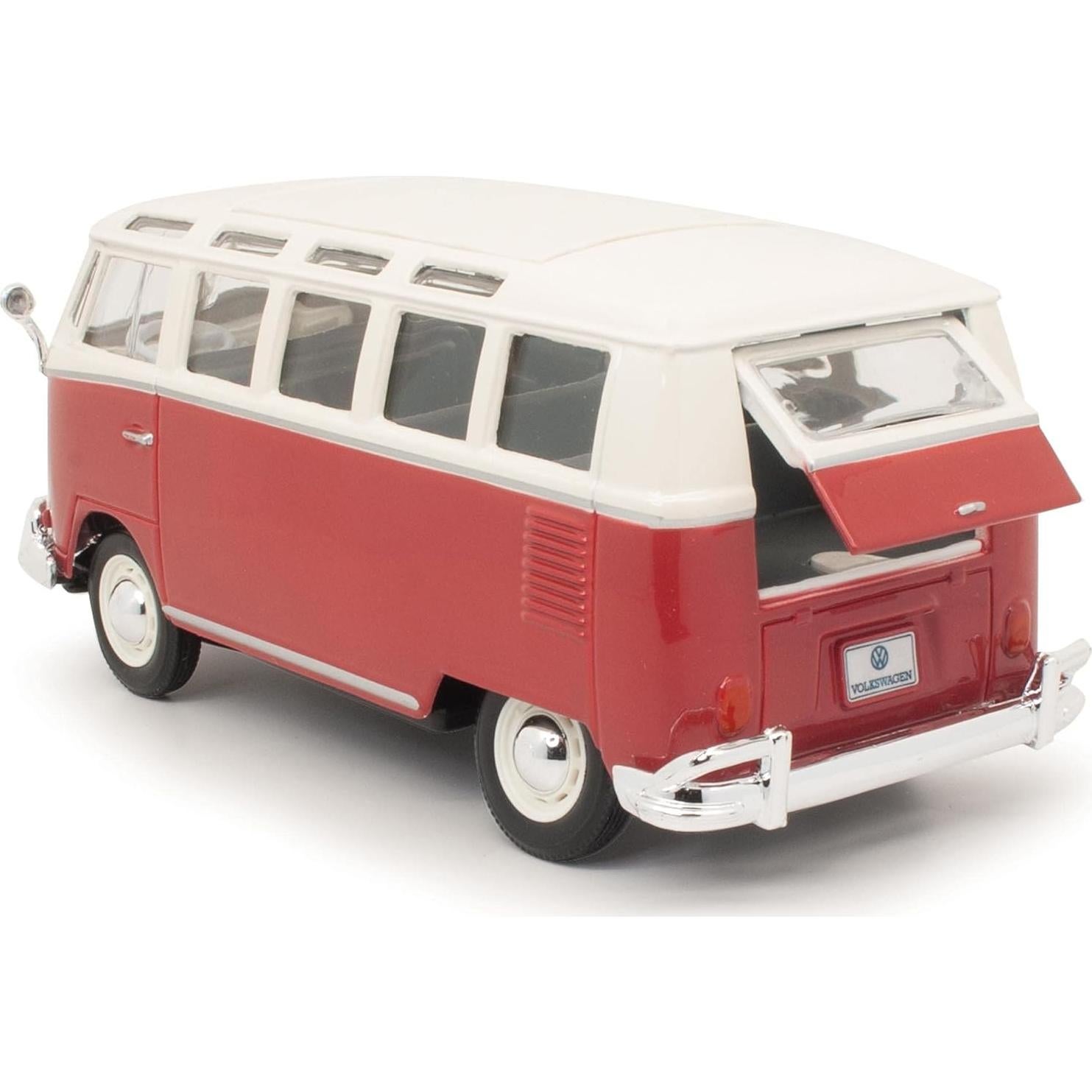 Maisto Volkswagen Van Samba Bus Rojo y Beige 1:25 Diecast