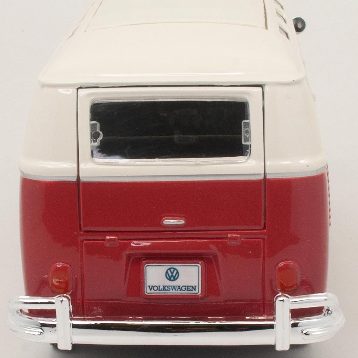 Maisto Volkswagen Van Samba Bus Rojo y Beige 1:25 Diecast