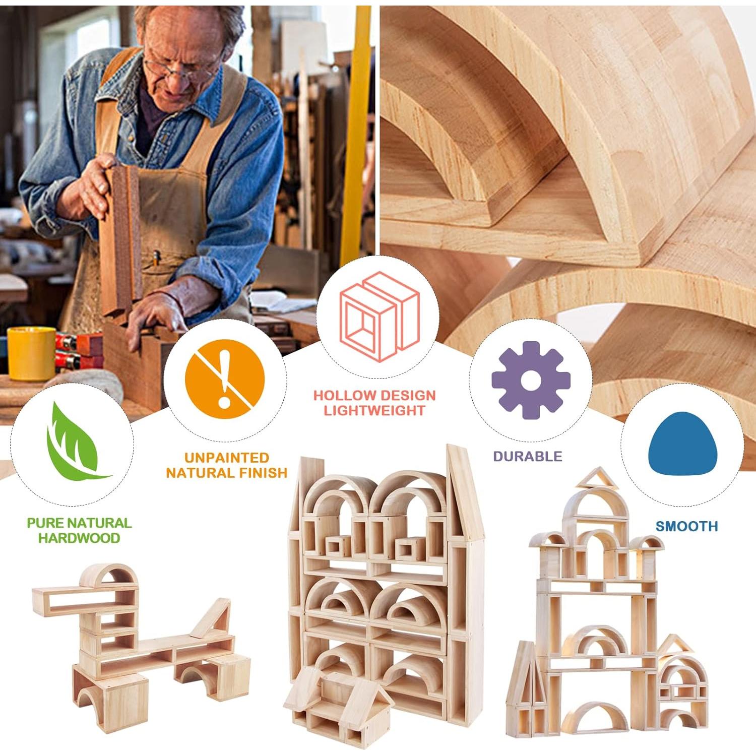 Conjunto de Bloques de Madera Twood 29 Piezas para Niños