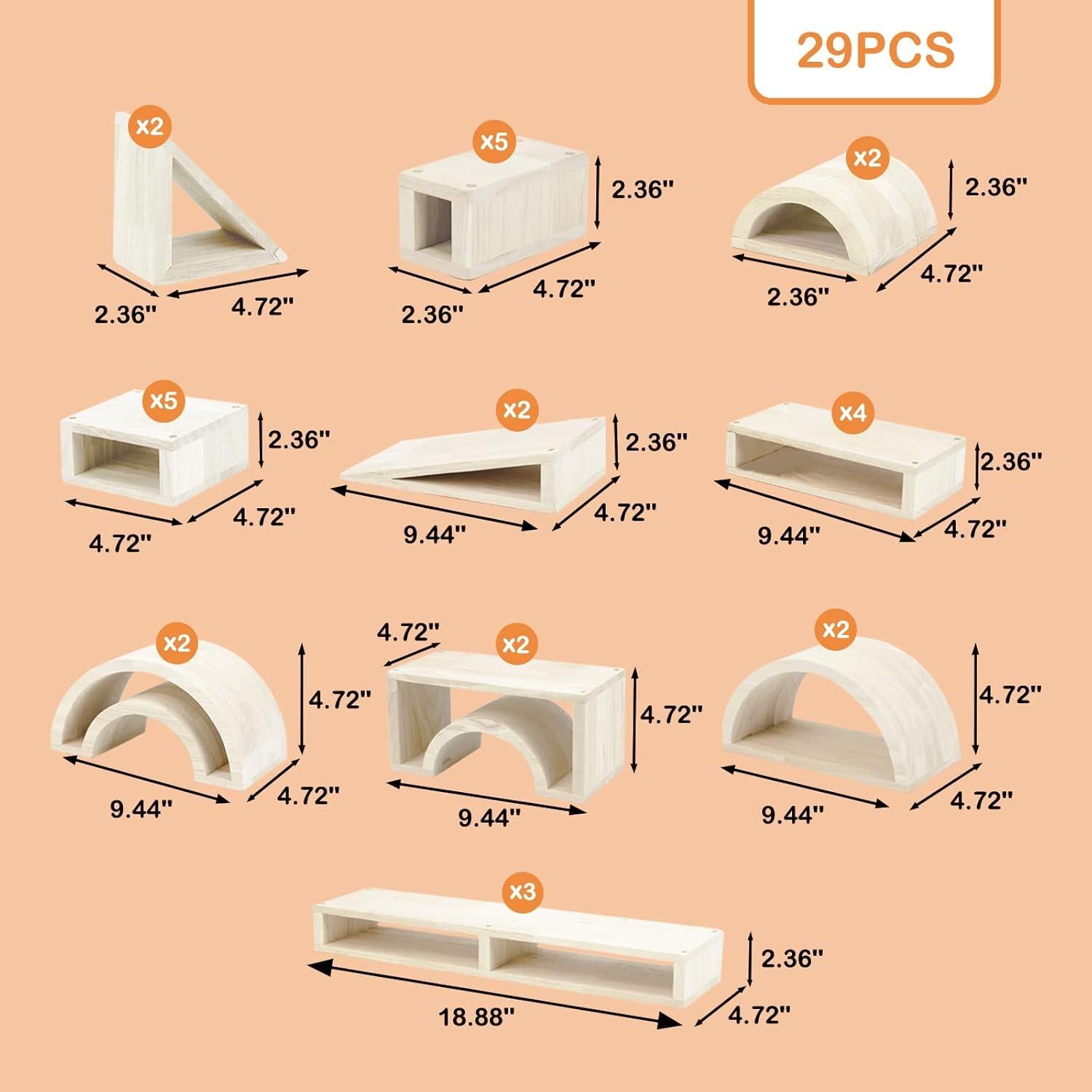 Conjunto de Bloques de Madera Twood 29 Piezas para Niños