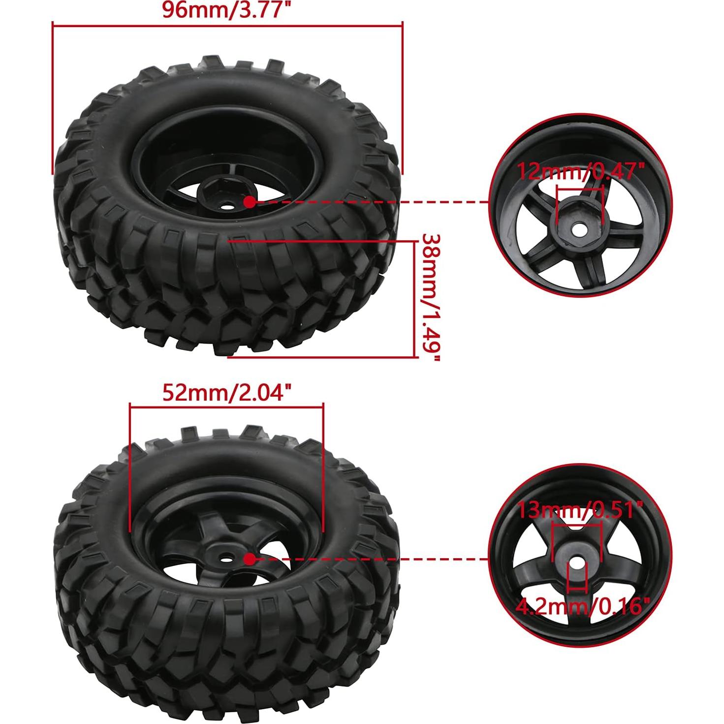 Neumáticos y Llantas JIUWU 1:10 para RC Todo Terreno