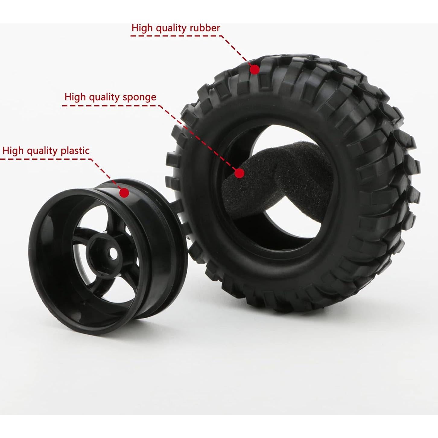 Neumáticos y Llantas JIUWU 1:10 para RC Todo Terreno