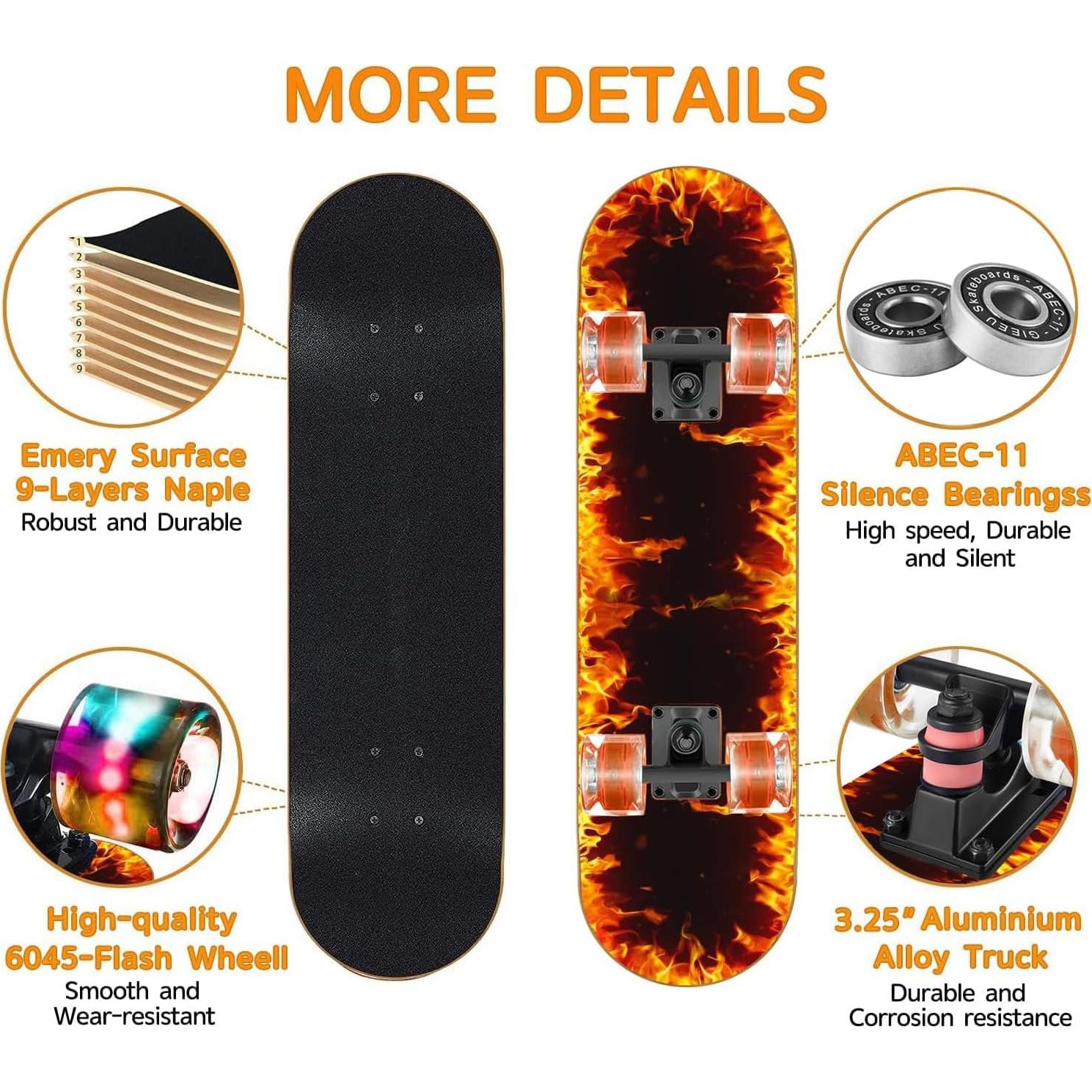 Patineta GIEEU 31" Arce 9 capas Ruedas que Parpadean