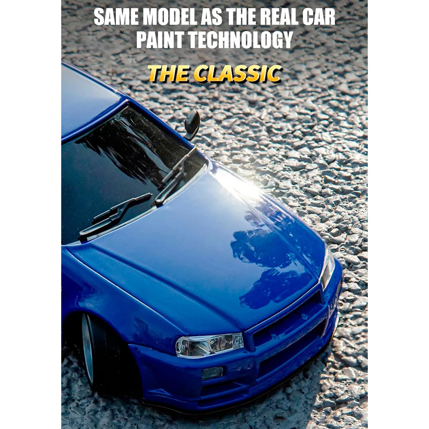 Coche RC Drift GTR R34 1:18 Moonzeamus Azul