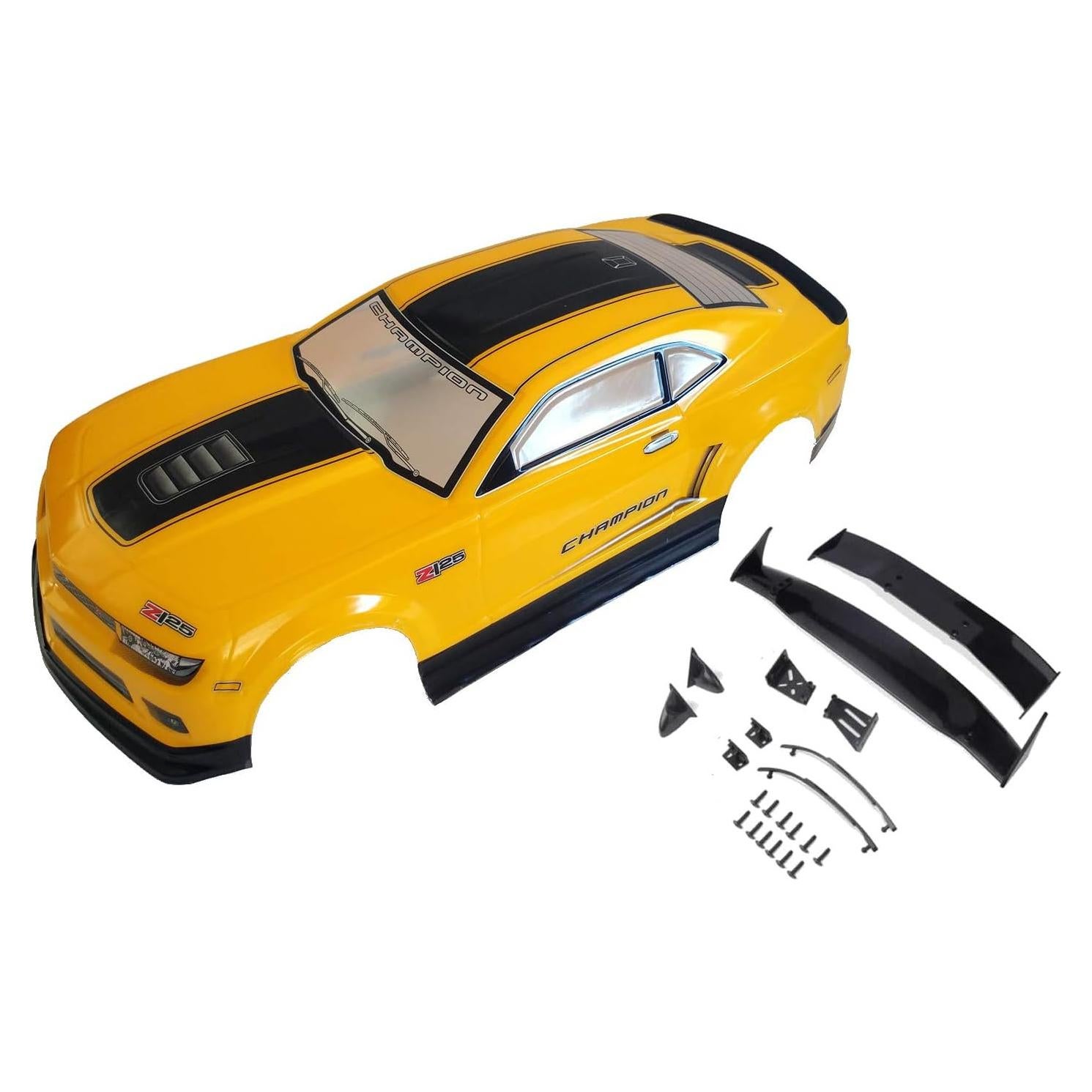 1/10 Scale RC Printed Precut Drift Racing Touring Onroad Car Body Shell Width 190mm with Wing Mirror Accessories (Yellow Black Stripe)