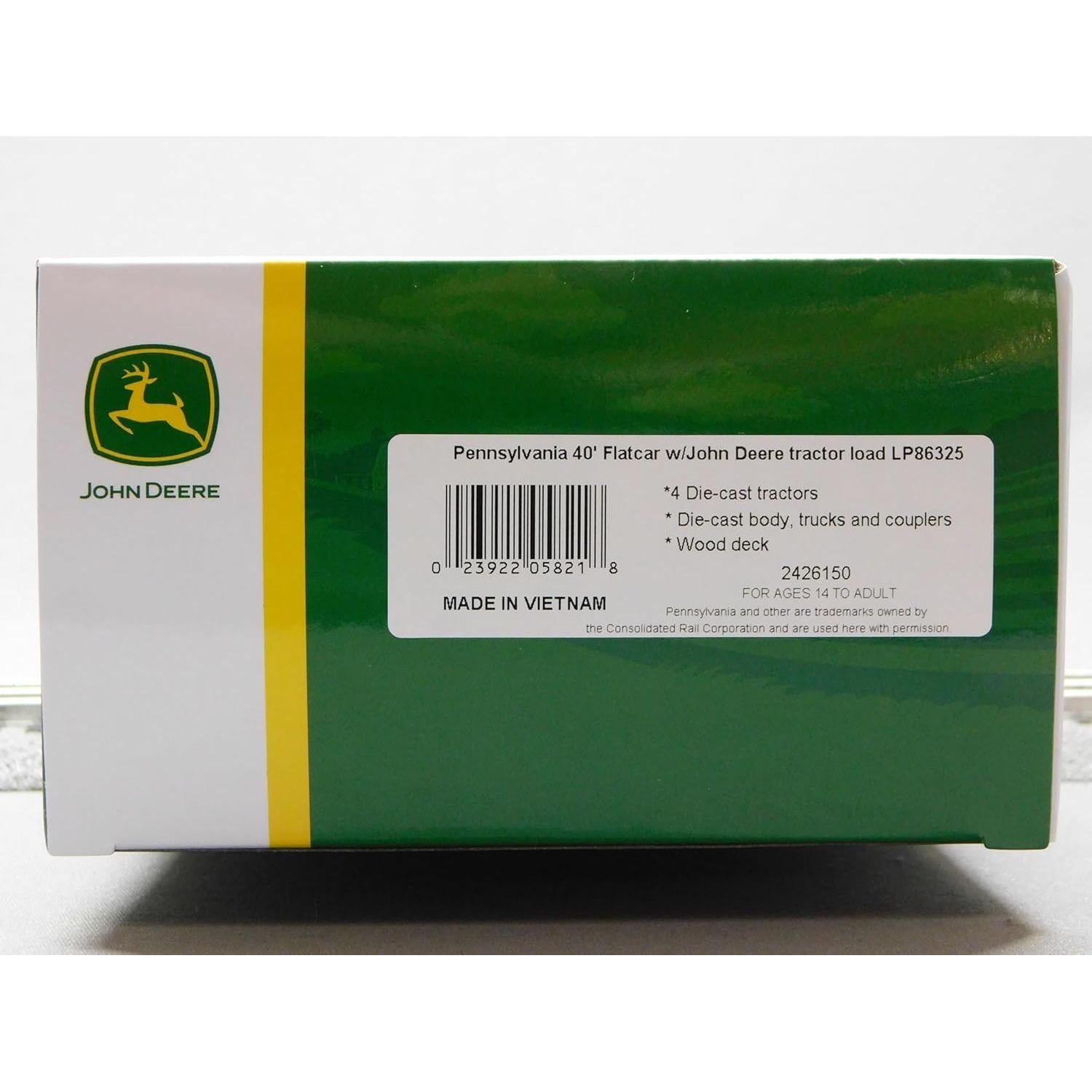 Lionel PRR Flatcar con 4 Tractores Vintage John Deere O Gauge