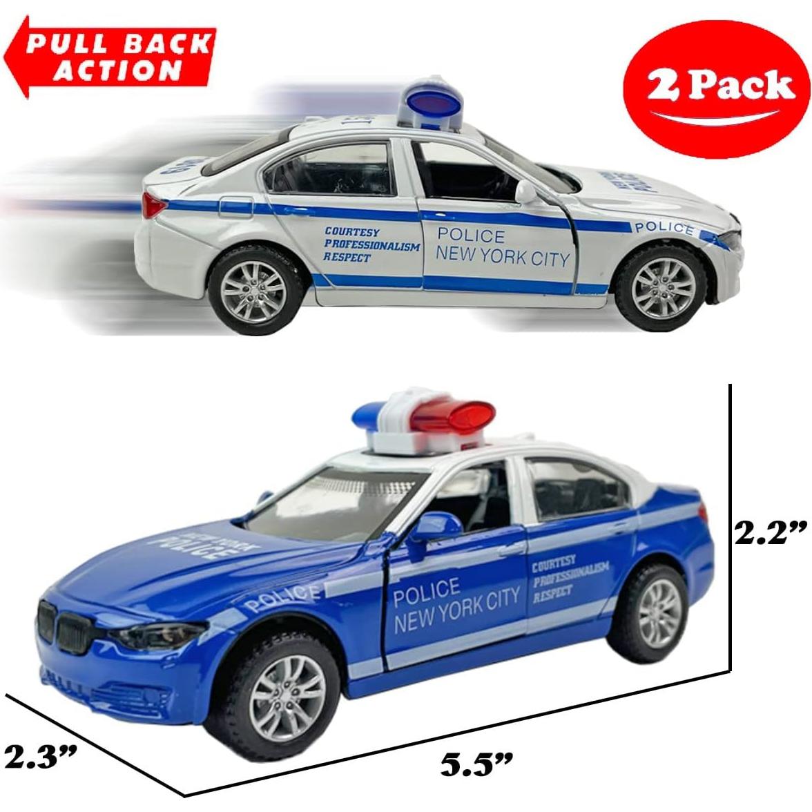 Paquete de 2 Autos de Policía Diecast Liberty 1:32 LED y Sonido