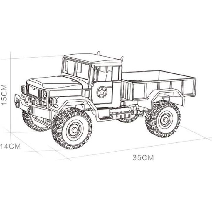 Camión Militar RC 4WD 1:16 Grises M35-A2 LED y Batería