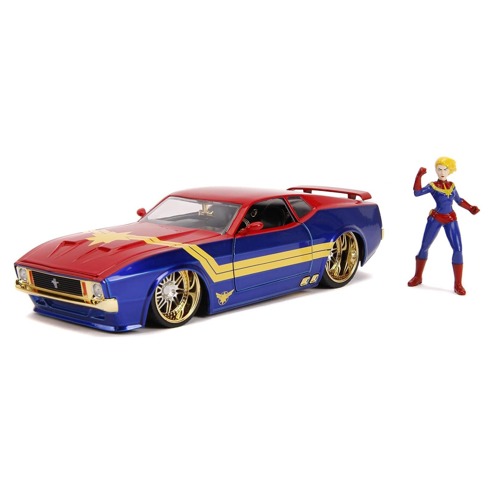 Coche de metal Jada 1:24 Ford Mustang Mach 1 1973 Capitán Marvel
