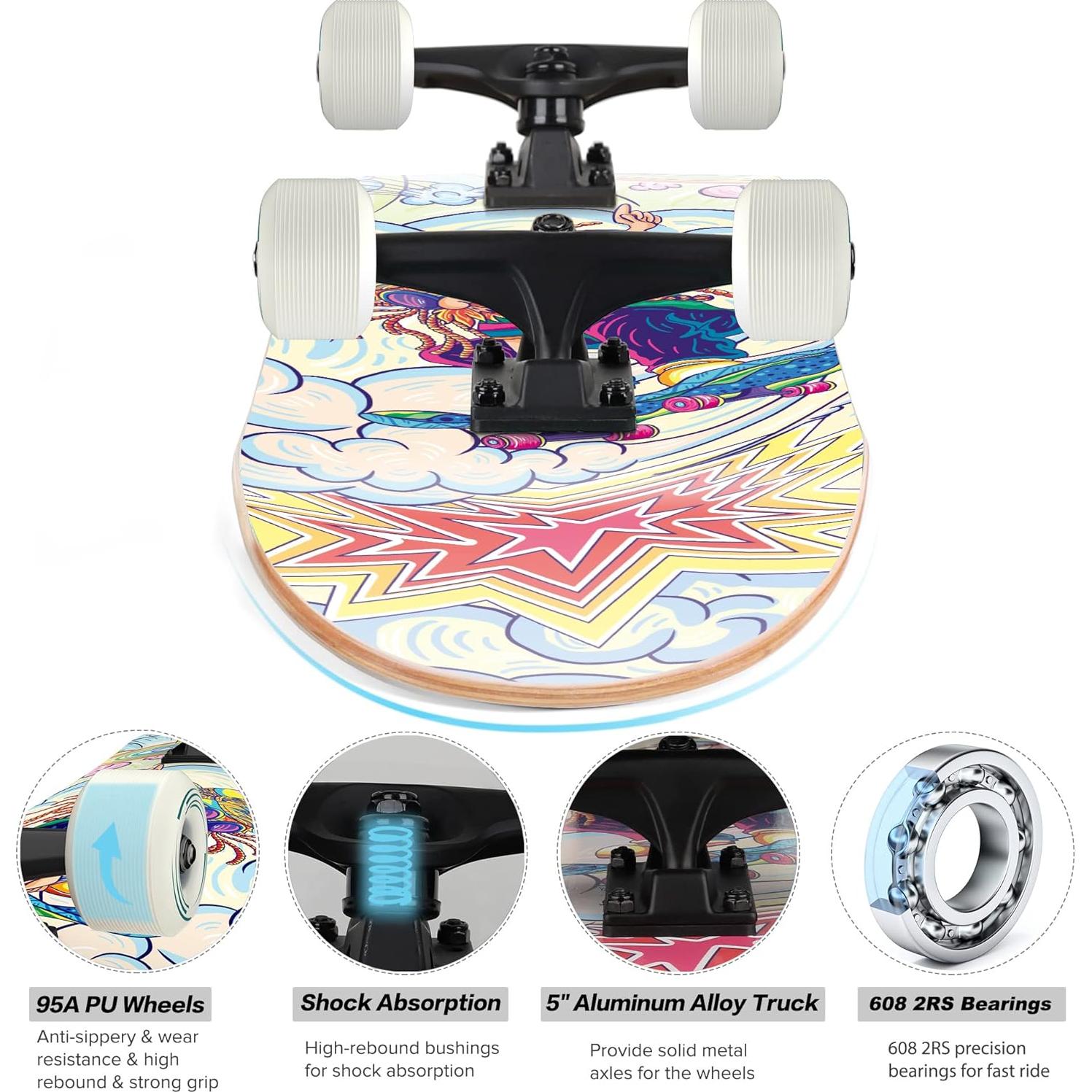 Patineta Completa Ryvorbe 31" para Principiantes 7 Capas Arce