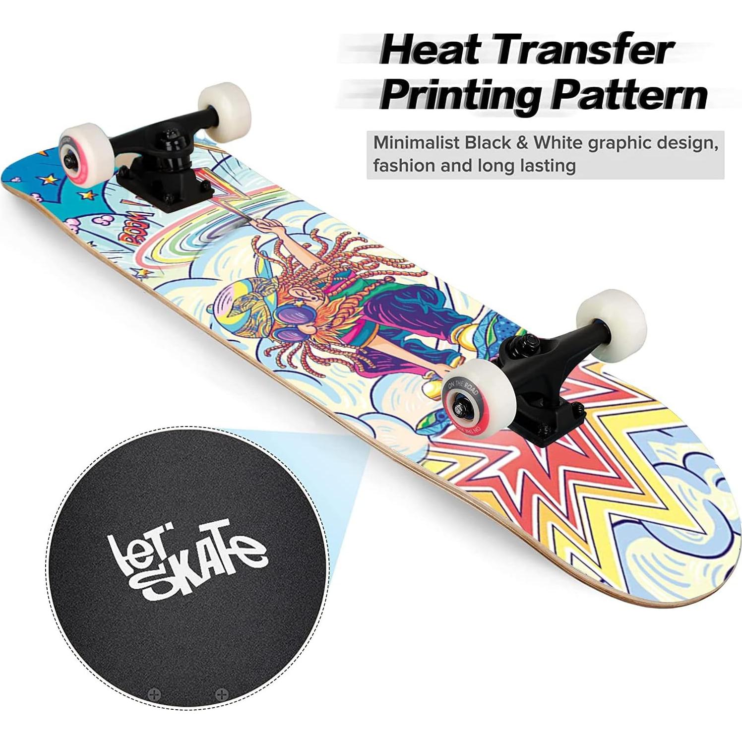 Patineta Completa Ryvorbe 31" para Principiantes 7 Capas Arce