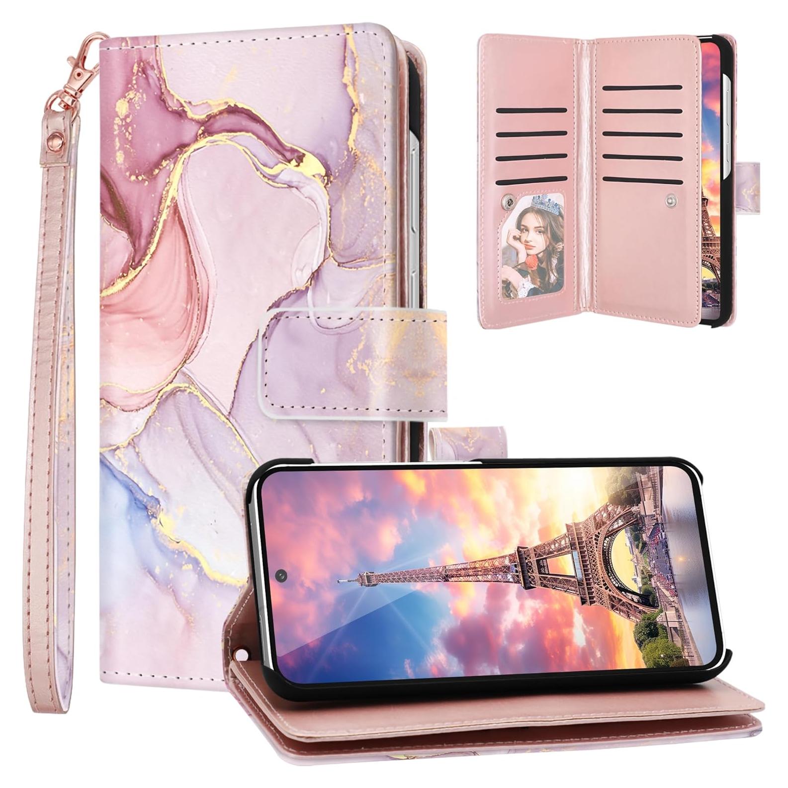 Funda Cartera Fingic para Galaxy S24 Plus Rosa Dorado