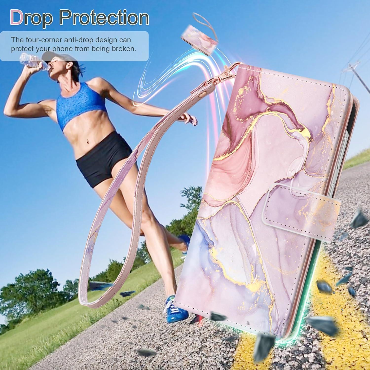 Funda Cartera Fingic para Galaxy S24 Plus Rosa Dorado