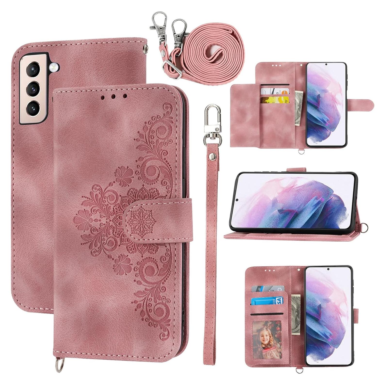 Funda billetera Dswteny para Samsung Galaxy S22 Plus 5G, rosa