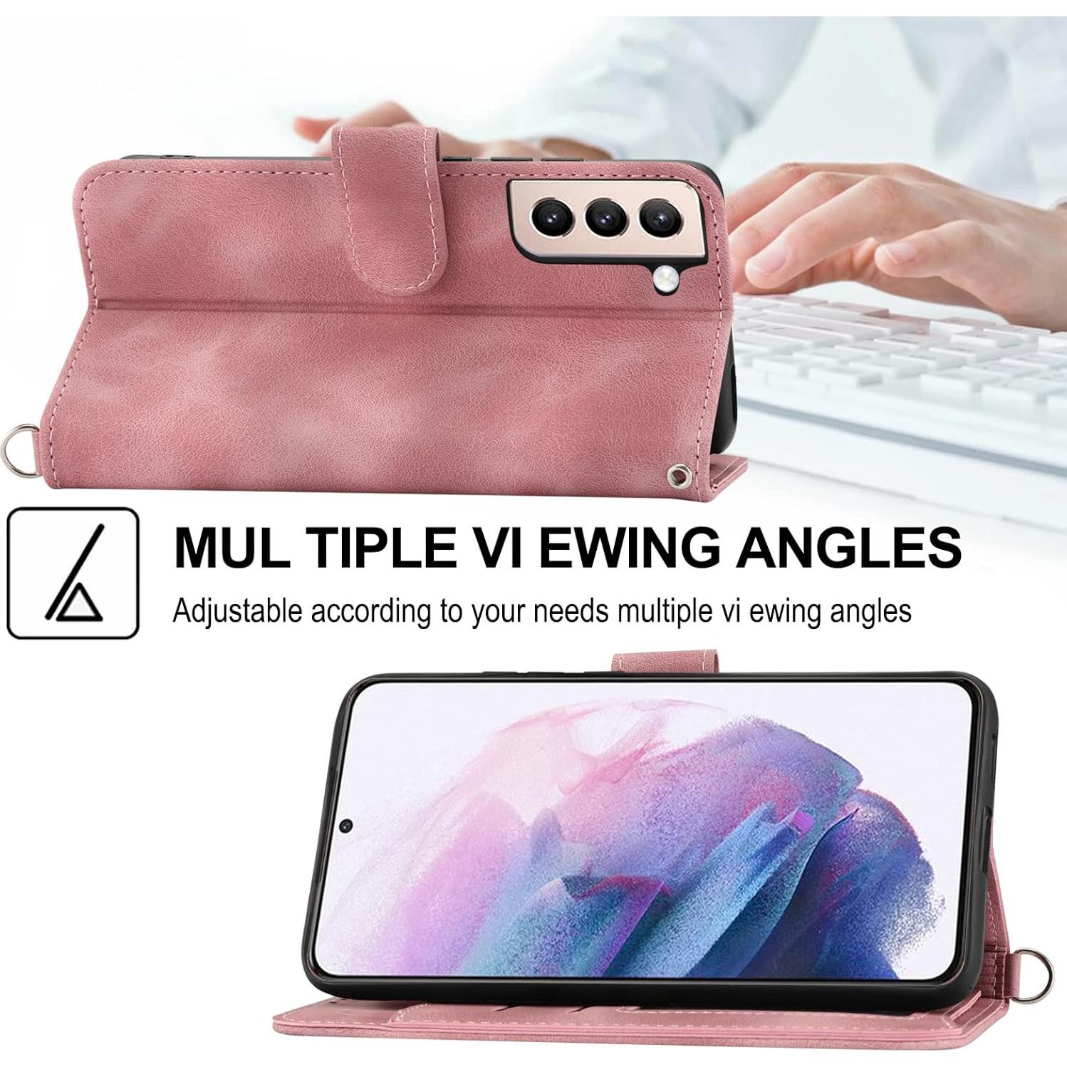 Funda billetera Dswteny para Samsung Galaxy S22 Plus 5G, rosa