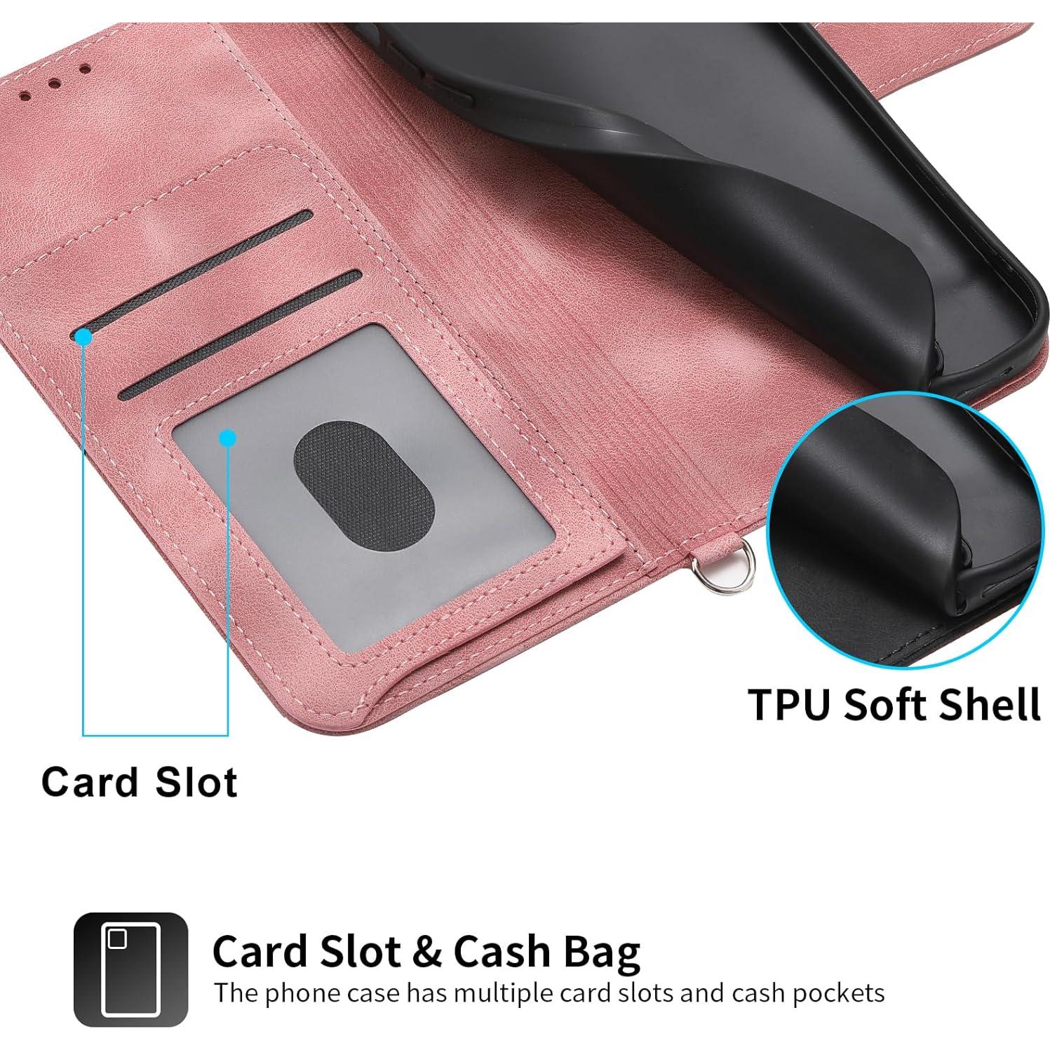 Funda billetera Dswteny para Samsung Galaxy S22 Plus 5G, rosa