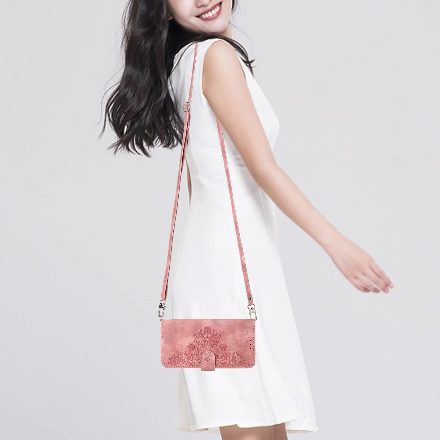 Funda billetera Dswteny para Samsung Galaxy S22 Plus 5G, rosa