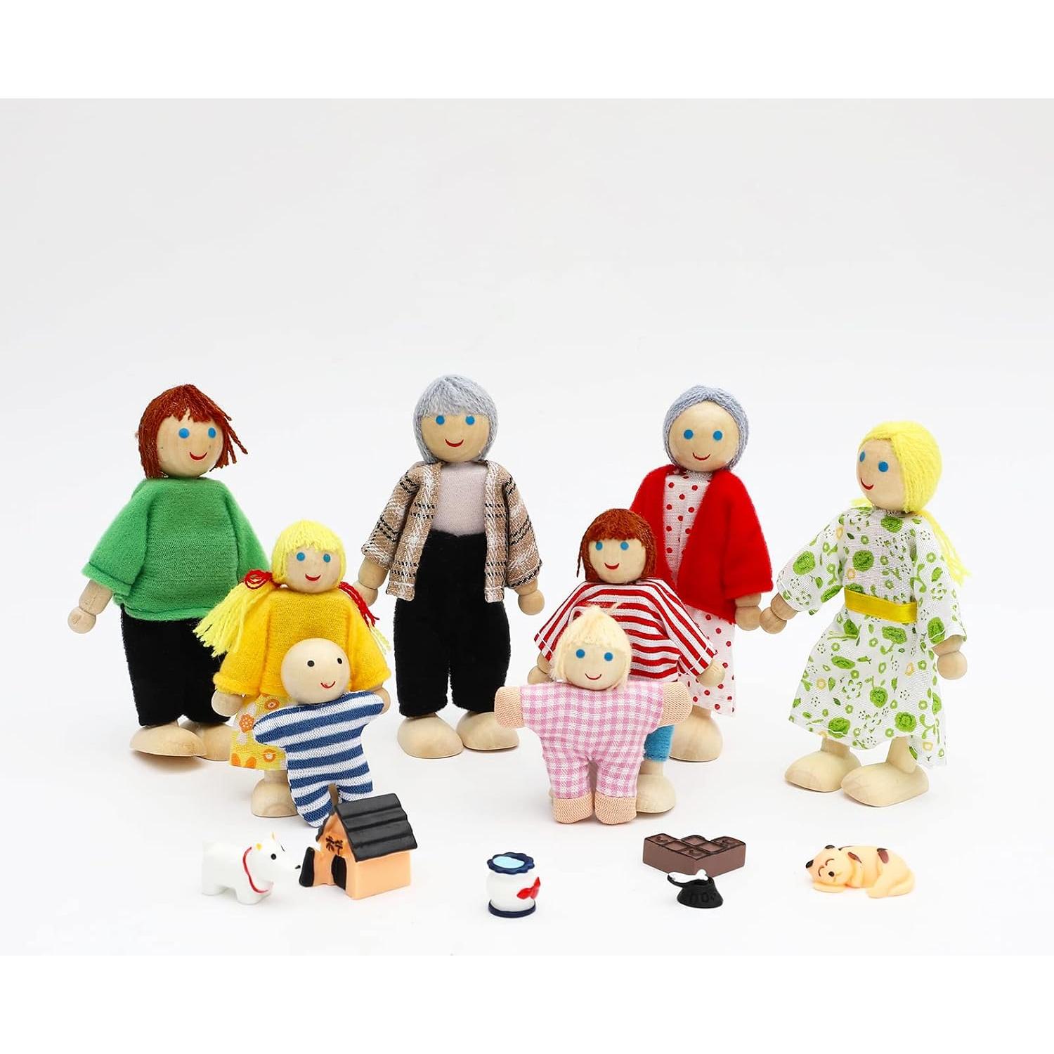 Juego de Muñecas de Madera ONEST 14 Piezas Familiar