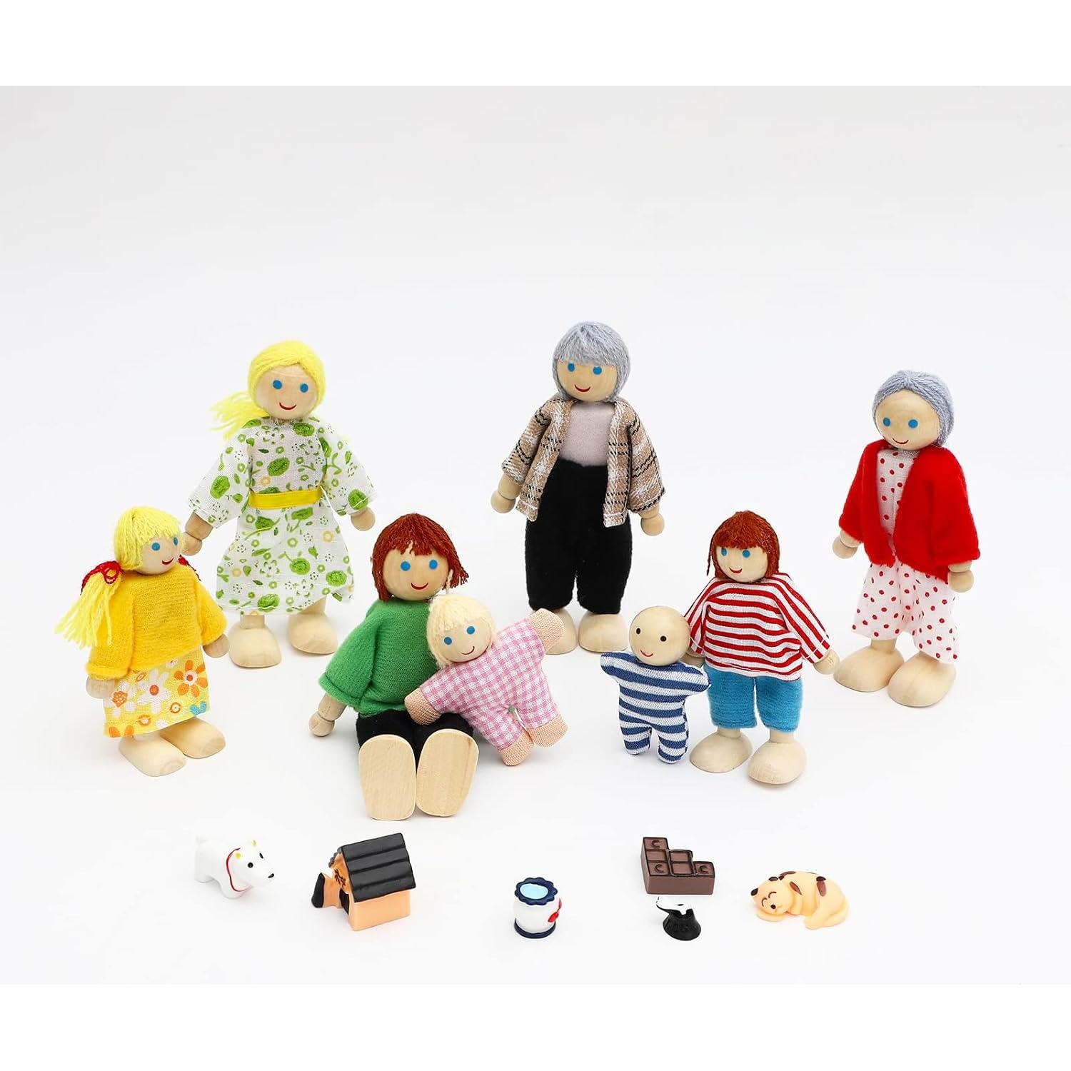 Juego de Muñecas de Madera ONEST 14 Piezas Familiar