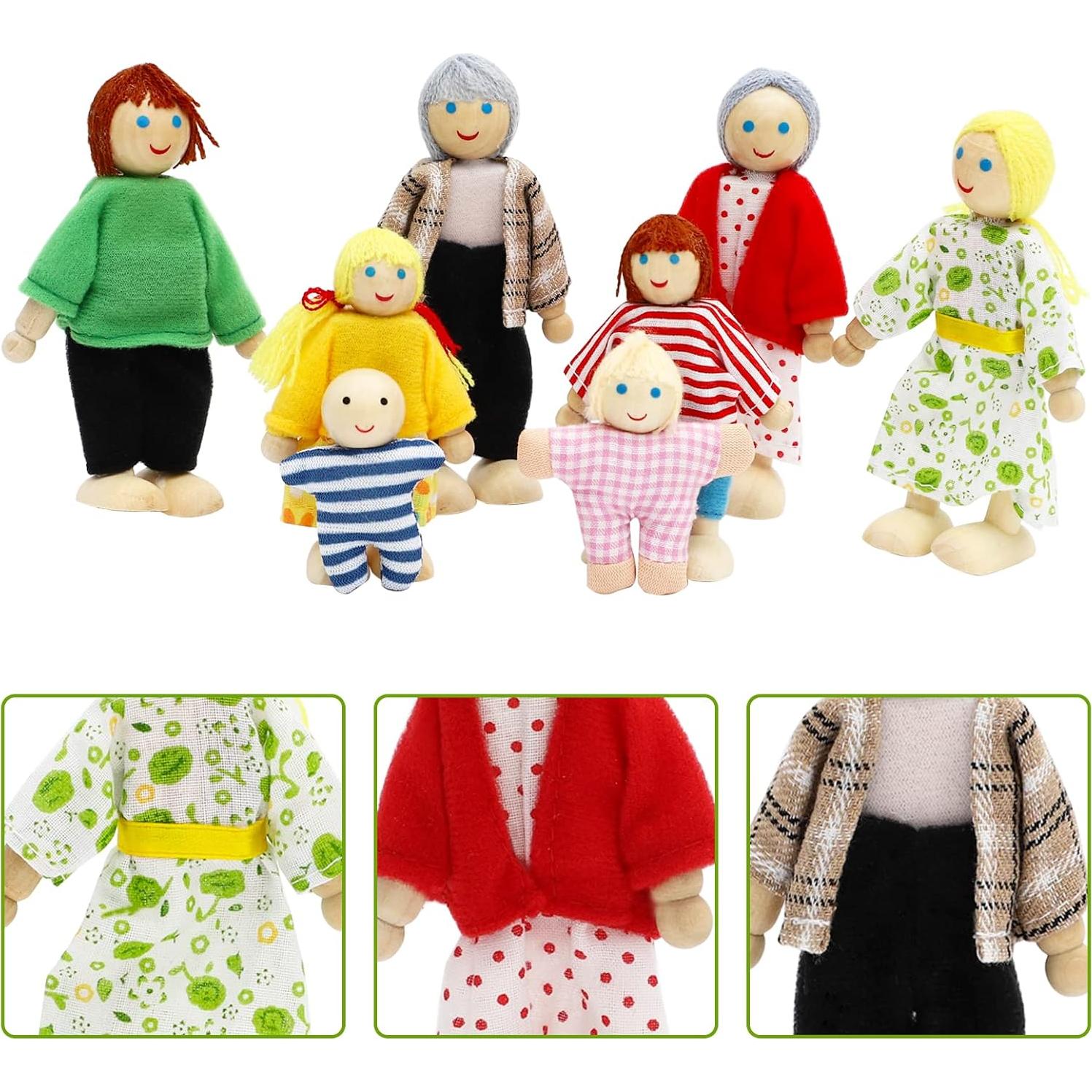 Juego de Muñecas de Madera ONEST 14 Piezas Familiar