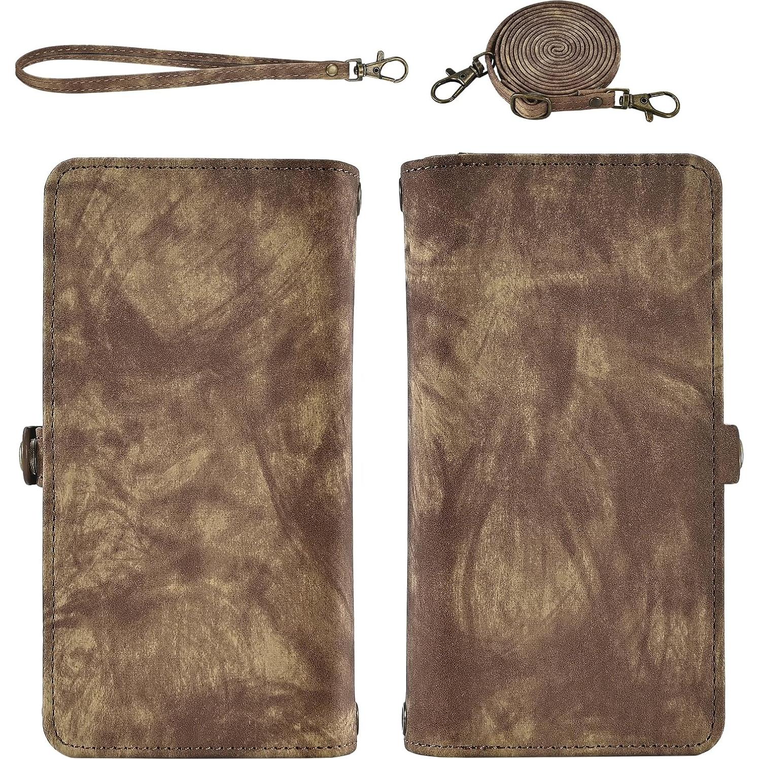 Funda Asuwish para Moto G Play 2021 Cartera Marrón