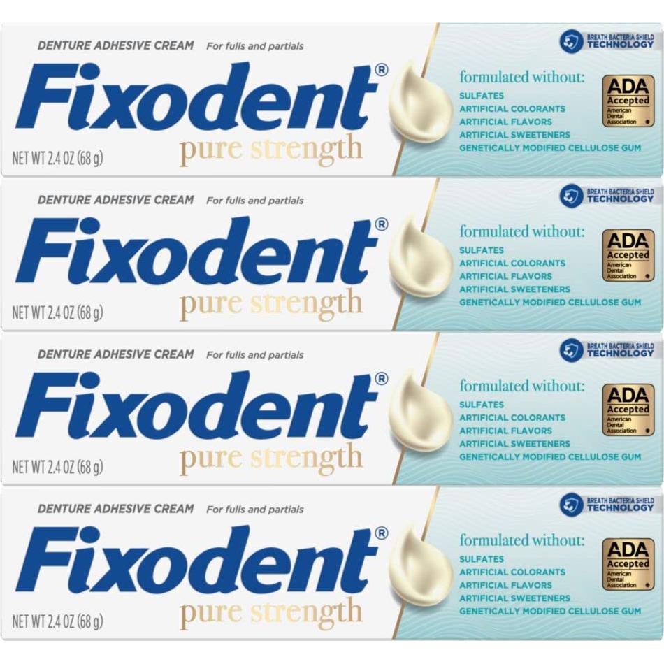 Adhesivo para Dentaduras Fixodent Pure Strength 4x70g