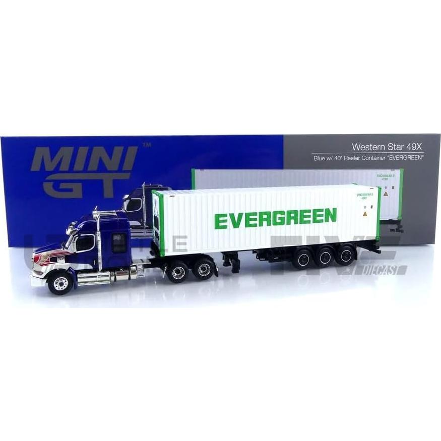 Modelo Diecast Western Star 49X Azul con Contenedor 40' Evergreen